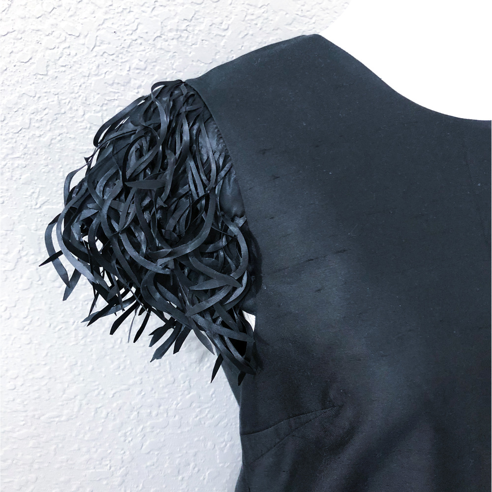 Kate Spade Black Mini Dress with Fringe Sleeves - Picture 8 of 11